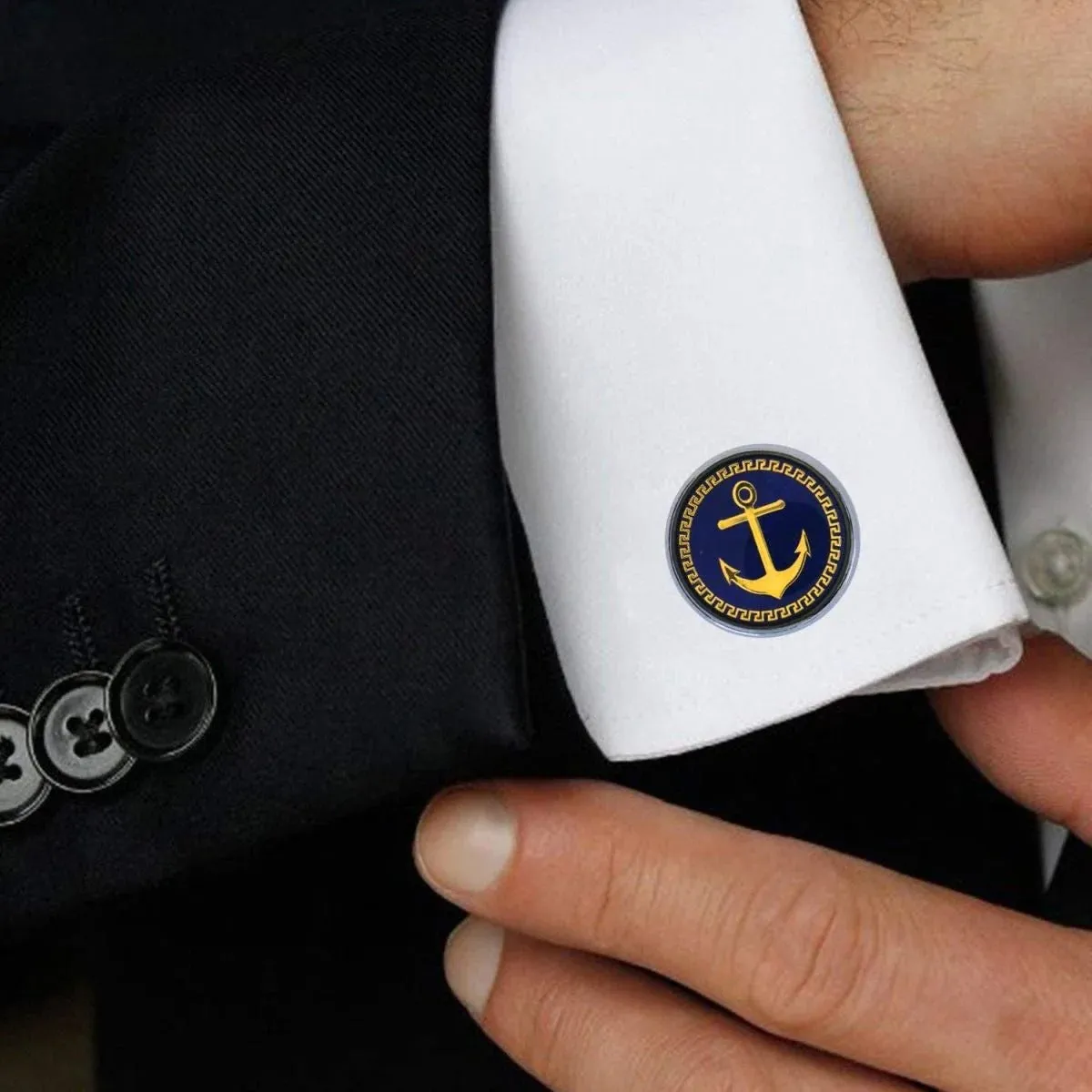 Elegant Black Crystal Cufflinks in Presentation Gift Box