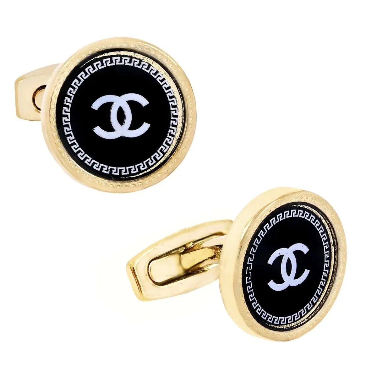 Elegant Rose Gold and Black Cufflinks in Presentation Gift Box