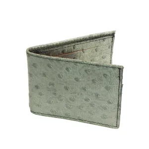 Embossed Ostrich Print Slim Billfold- Grey