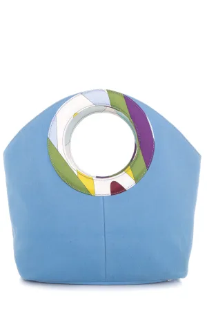 Emilio Pucci Baby Blue & Multi Color Printed Handbag