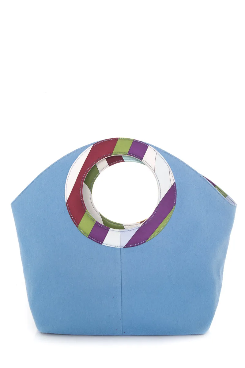 Emilio Pucci Baby Blue & Multi Color Printed Handbag
