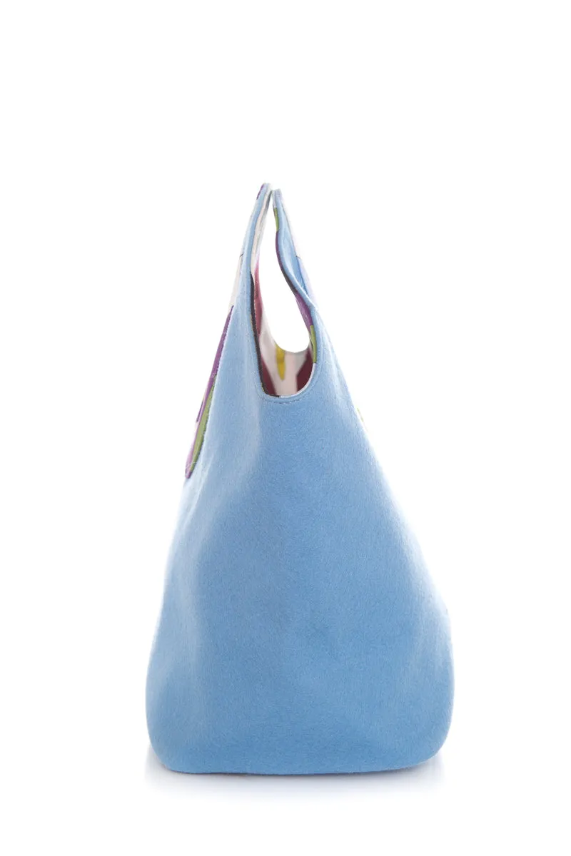 Emilio Pucci Baby Blue & Multi Color Printed Handbag