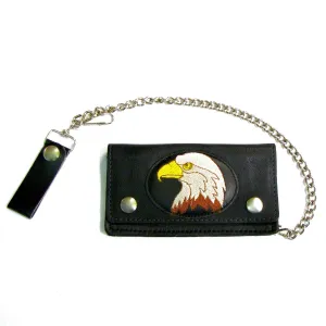EP812-KK  6" Embroidered Patch Biker Wallet- Eagle Head