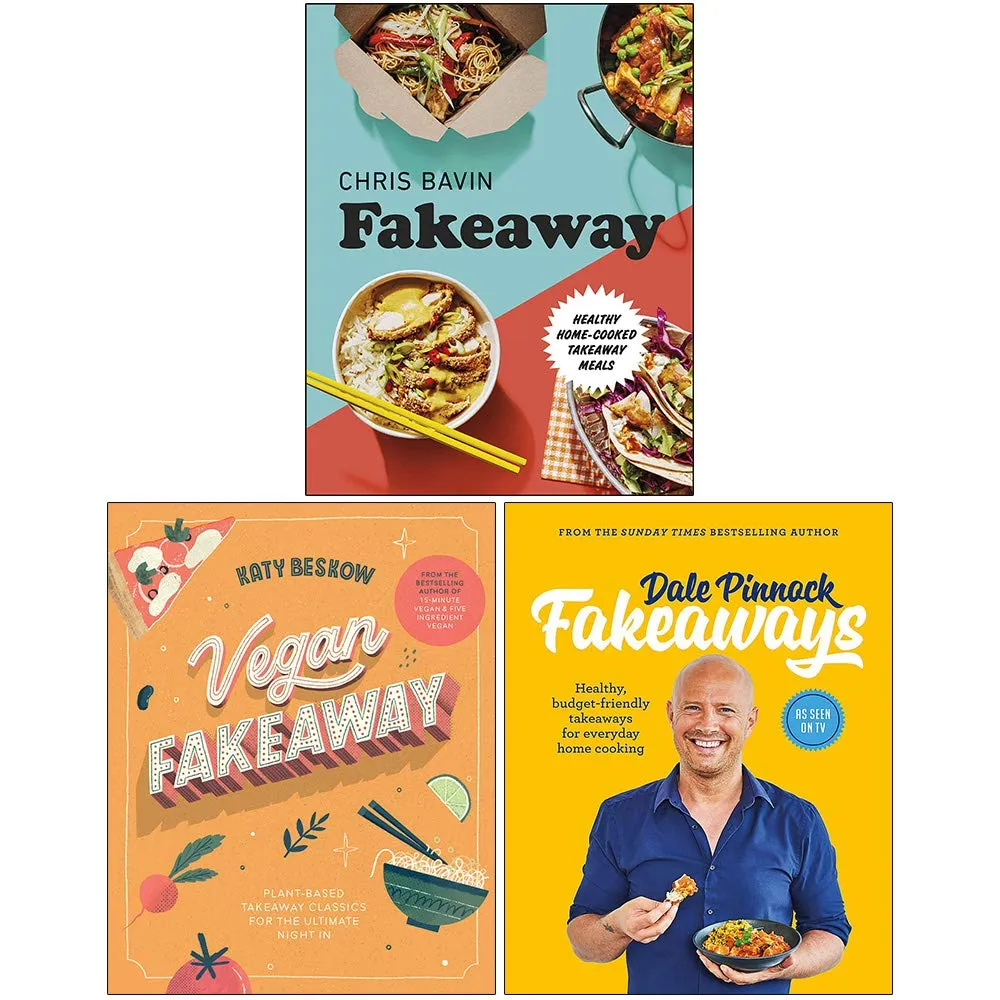 Fakeaway Cookbook Collection 3 Books Set (Fakeaway, Vegan Fakeaway, Dale Pinnock)