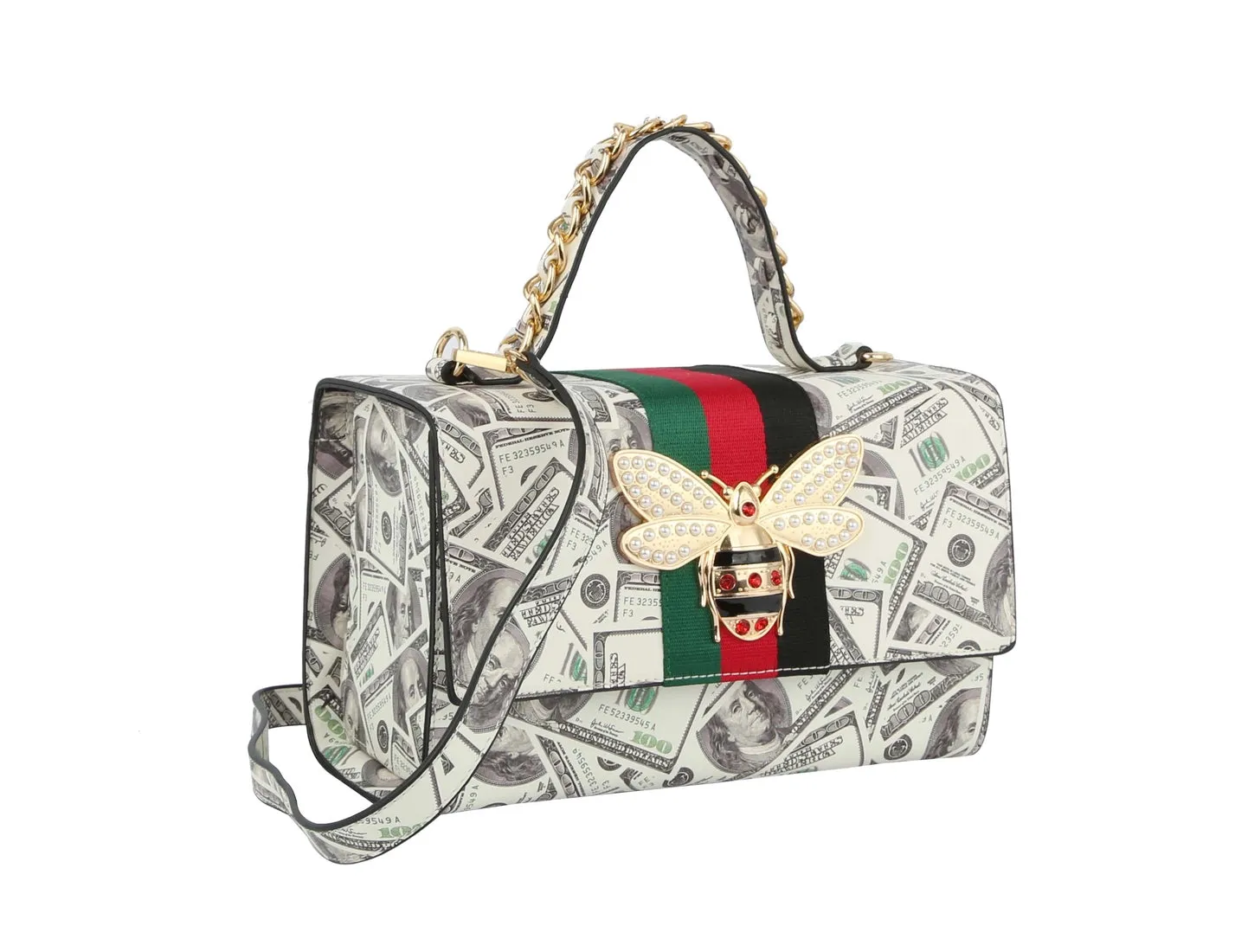 Fashion Bee Satchel with Matching Wallet Money Printed