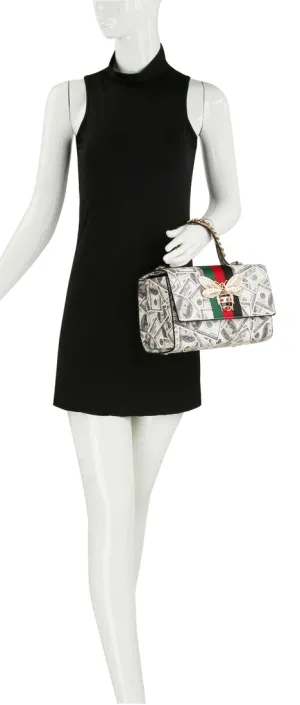 Fashion Bee Satchel with Matching Wallet Money Printed