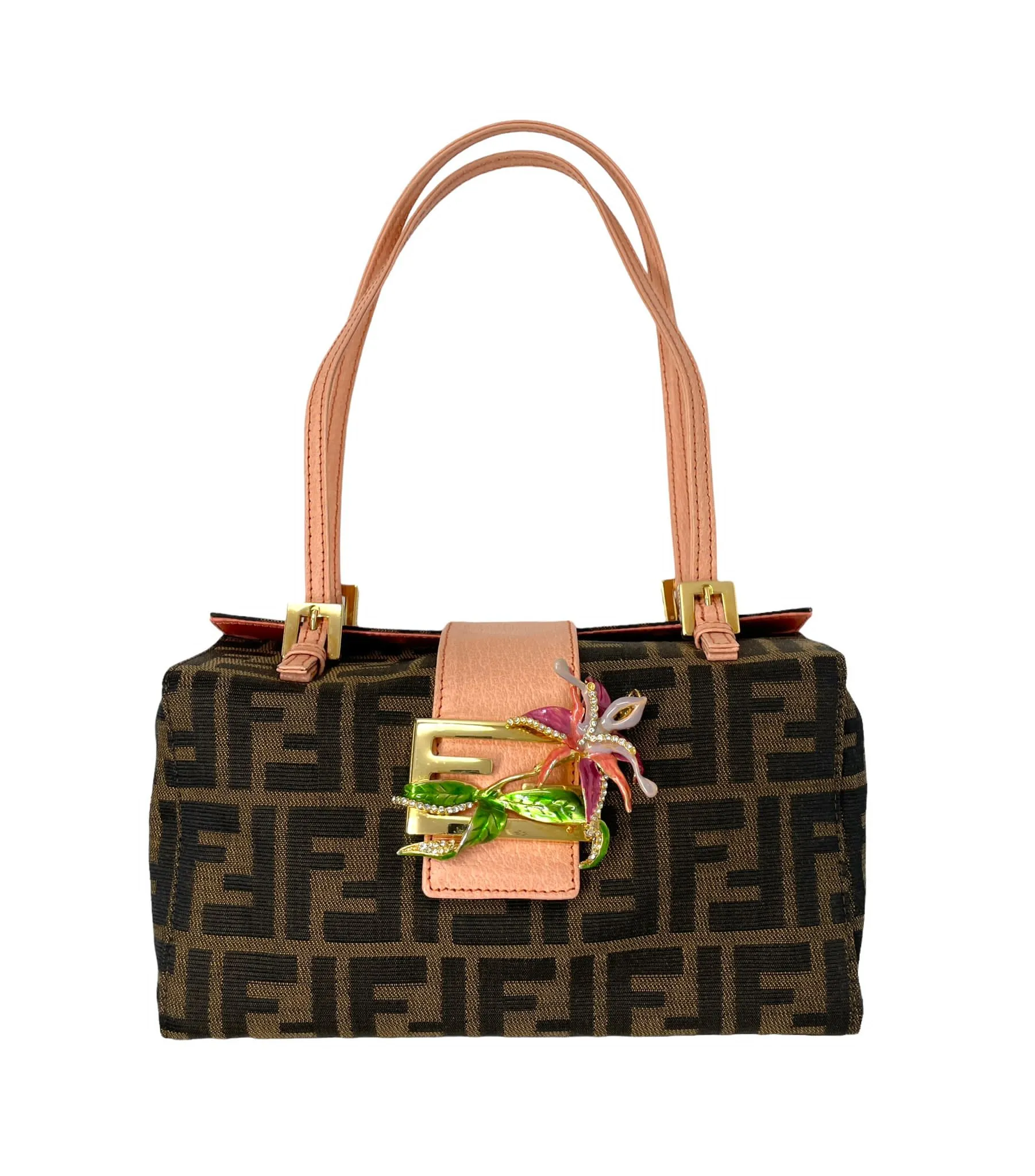 Fendi Brown Logo Structured Shoulder Bag