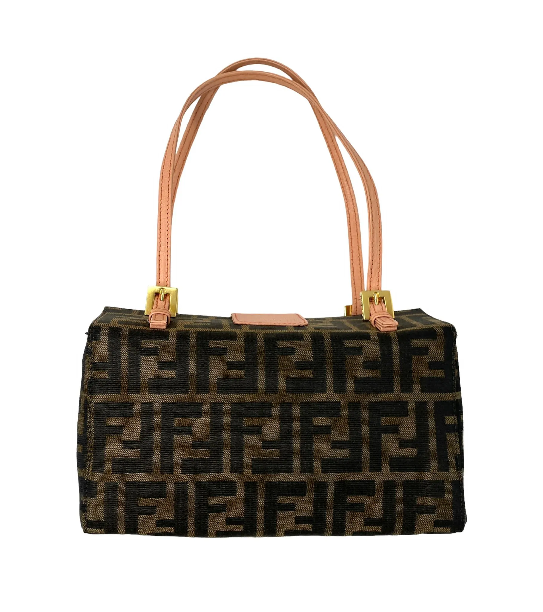 Fendi Brown Logo Structured Shoulder Bag