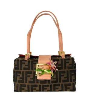 Fendi Brown Logo Structured Shoulder Bag