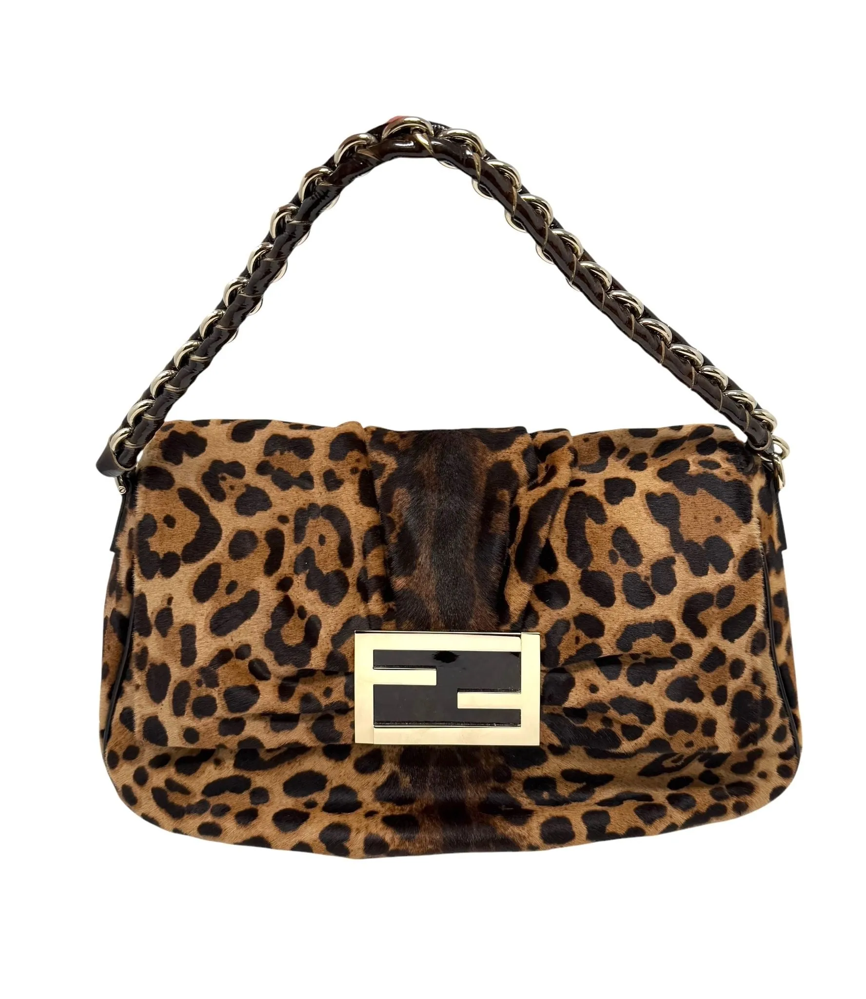 Fendi Cheetah Large Chain Baguette Bag