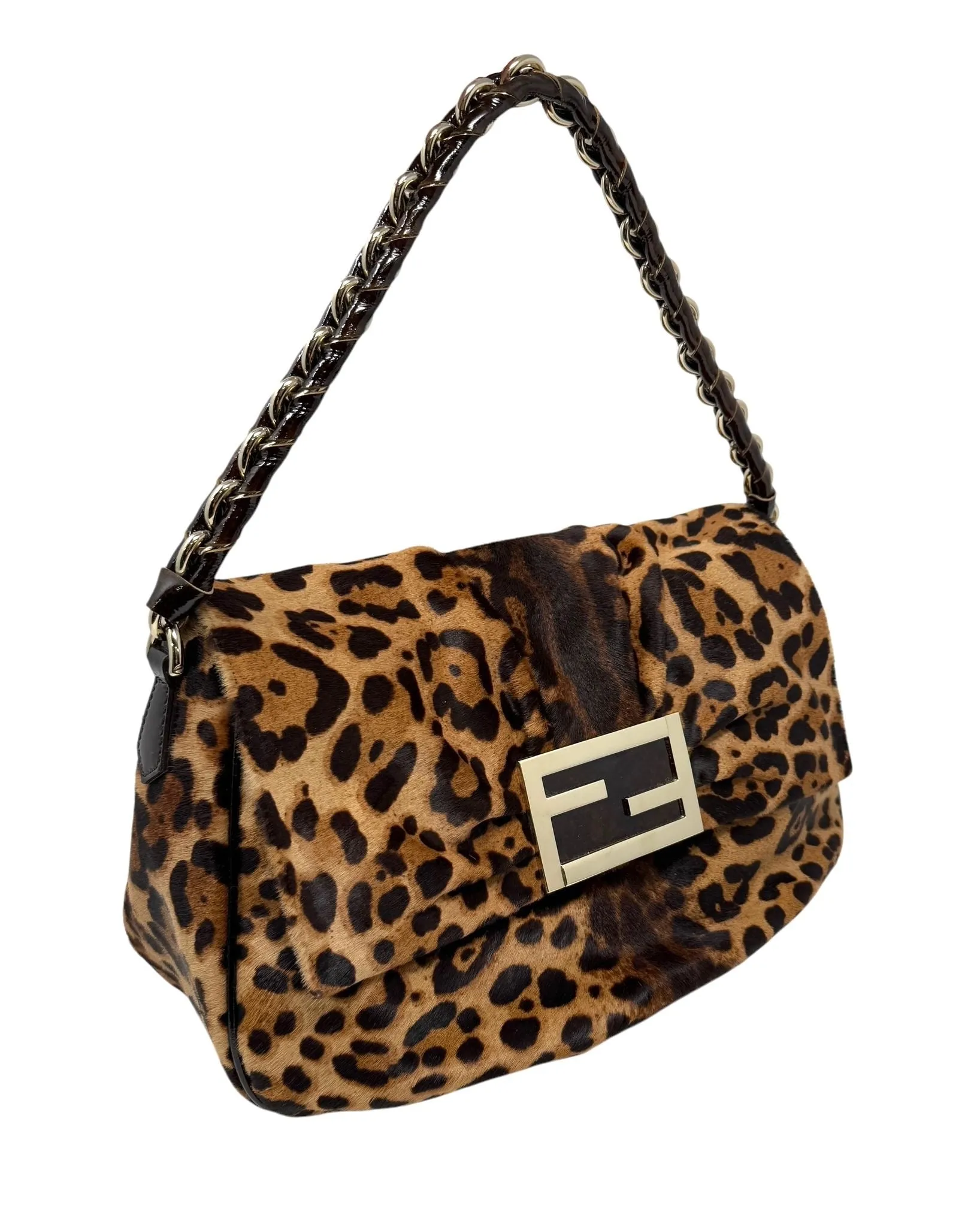 Fendi Cheetah Large Chain Baguette Bag