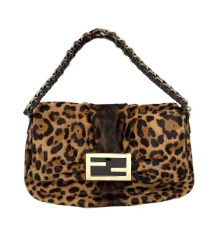 Fendi Cheetah Large Chain Baguette Bag