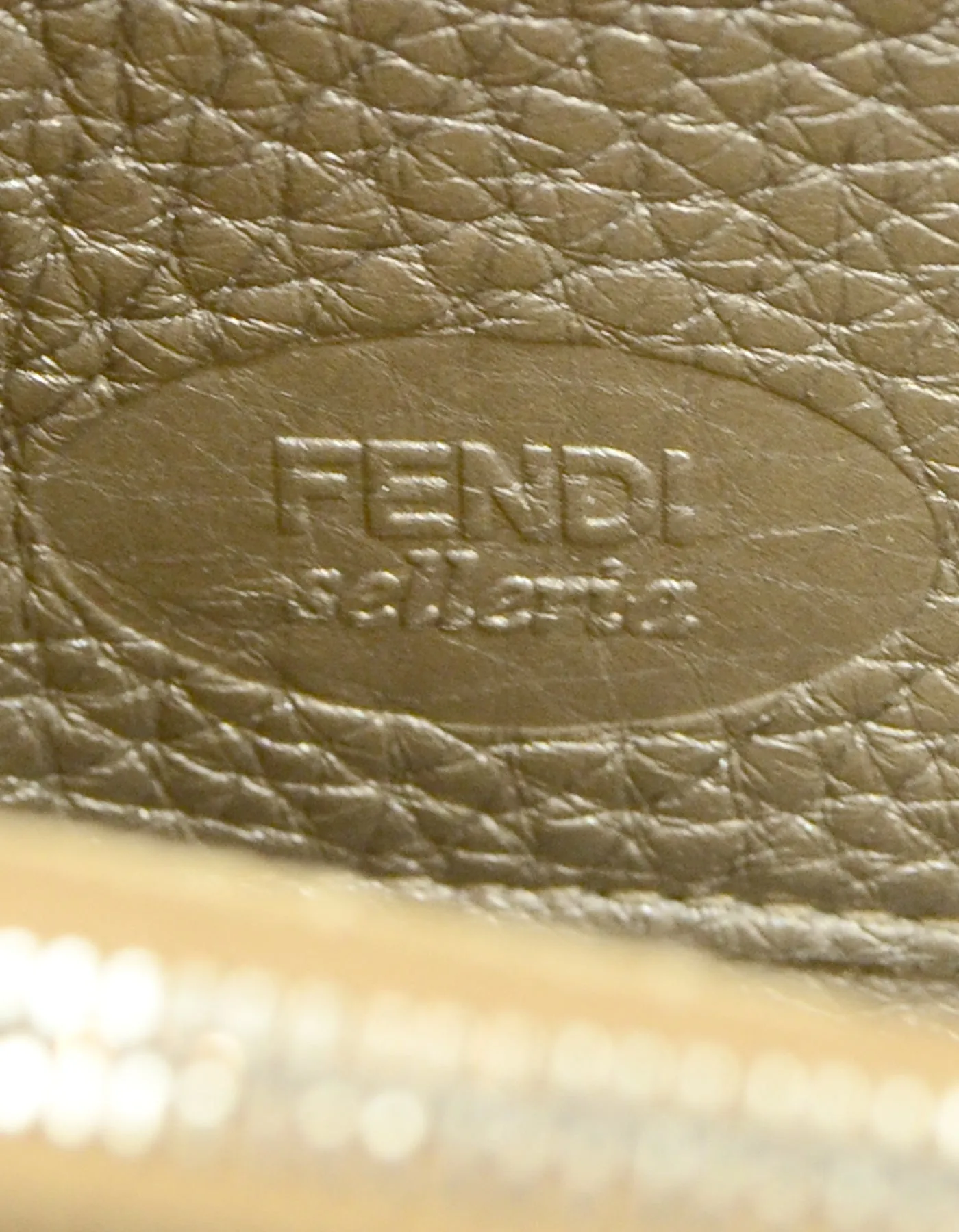 Fendi Metallic Selleria Leather Zip Around Wallet