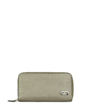 Fendi Metallic Selleria Leather Zip Around Wallet
