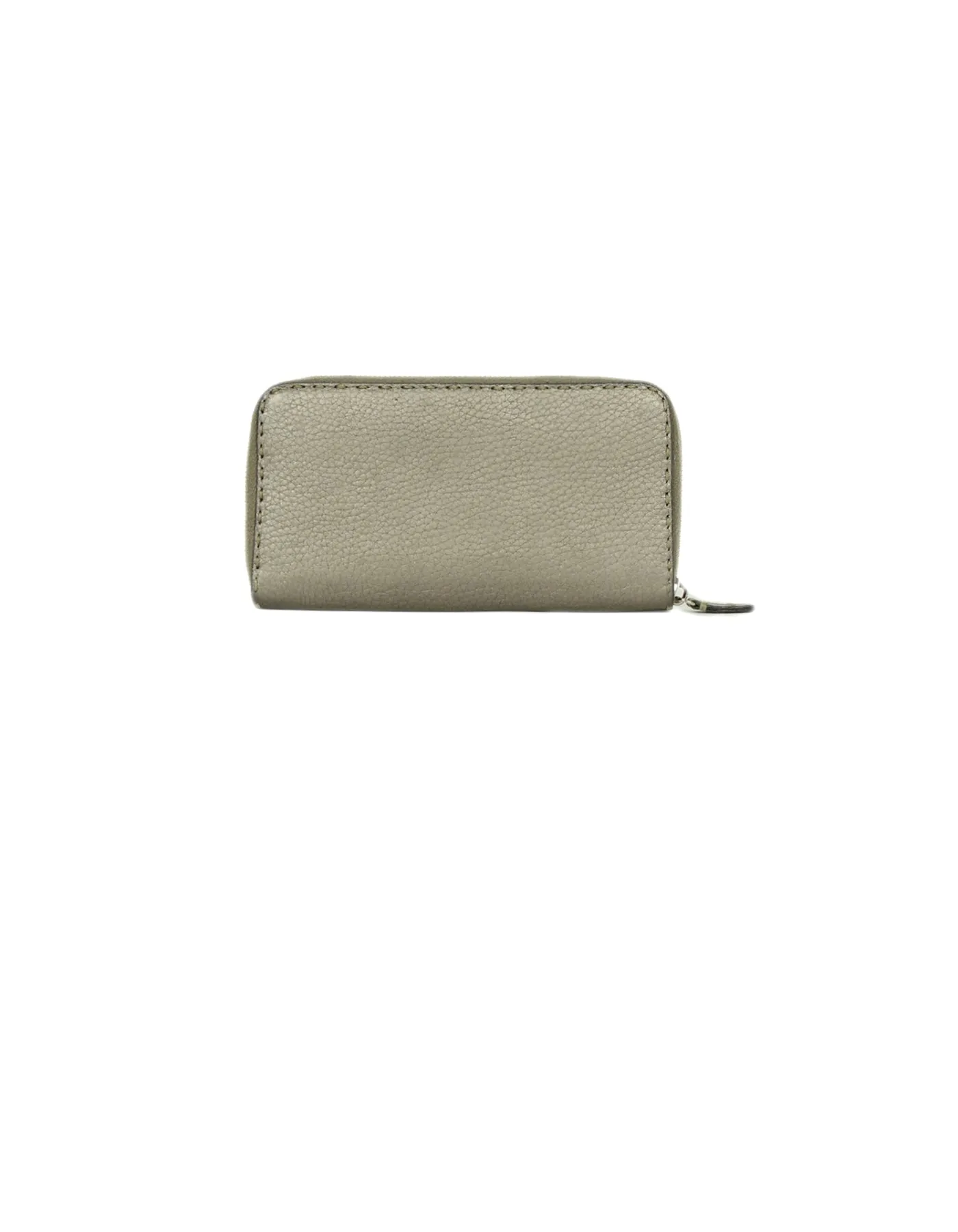 Fendi Metallic Selleria Leather Zip Around Wallet