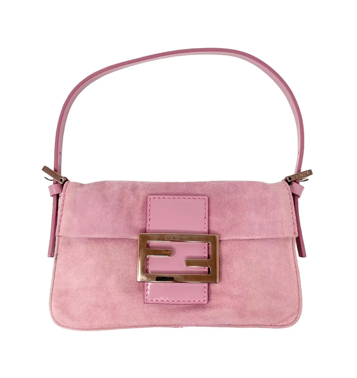 Fendi Pink Suede Mini Baguette