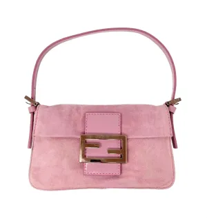 Fendi Pink Suede Mini Baguette