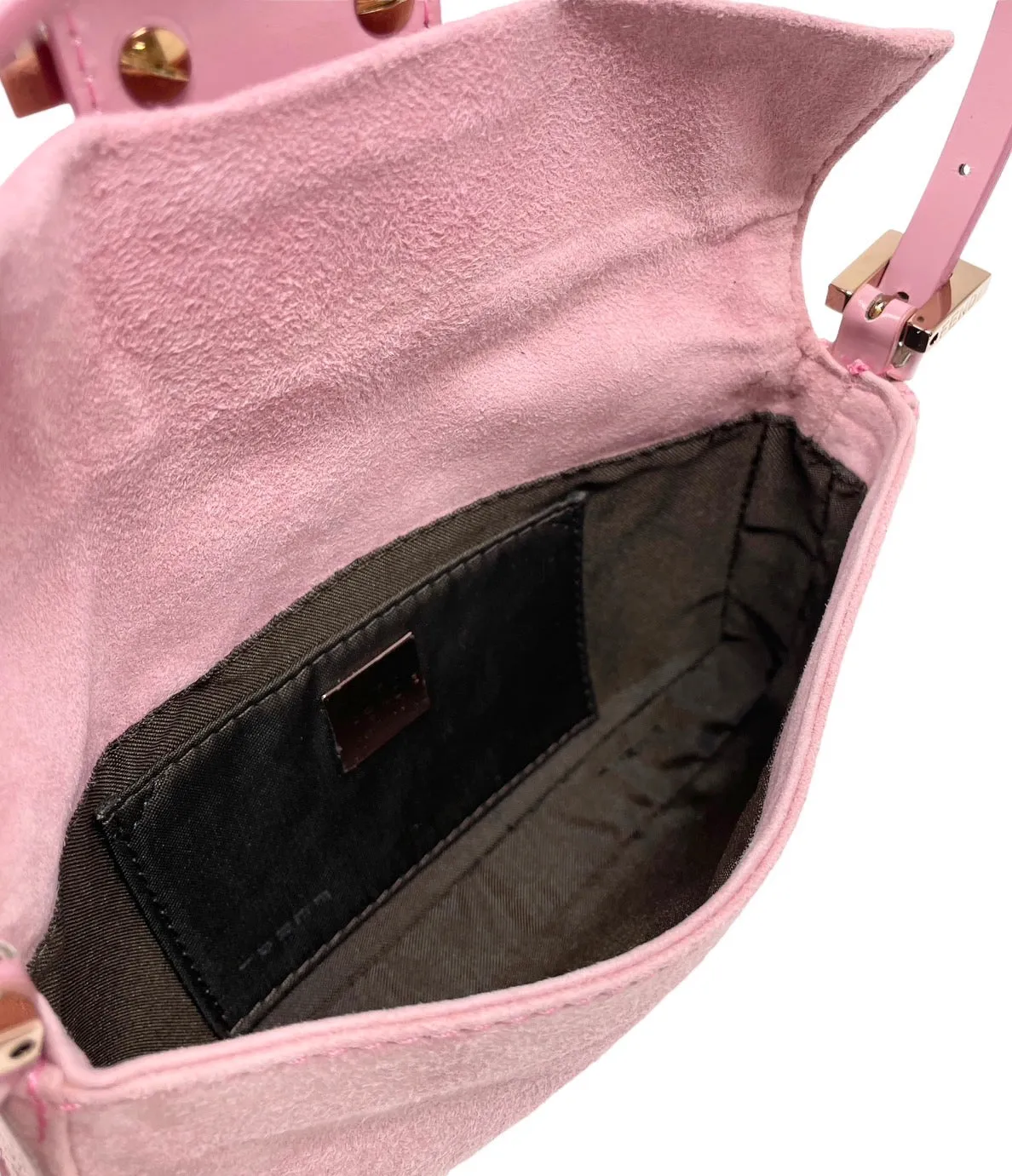 Fendi Pink Suede Mini Baguette