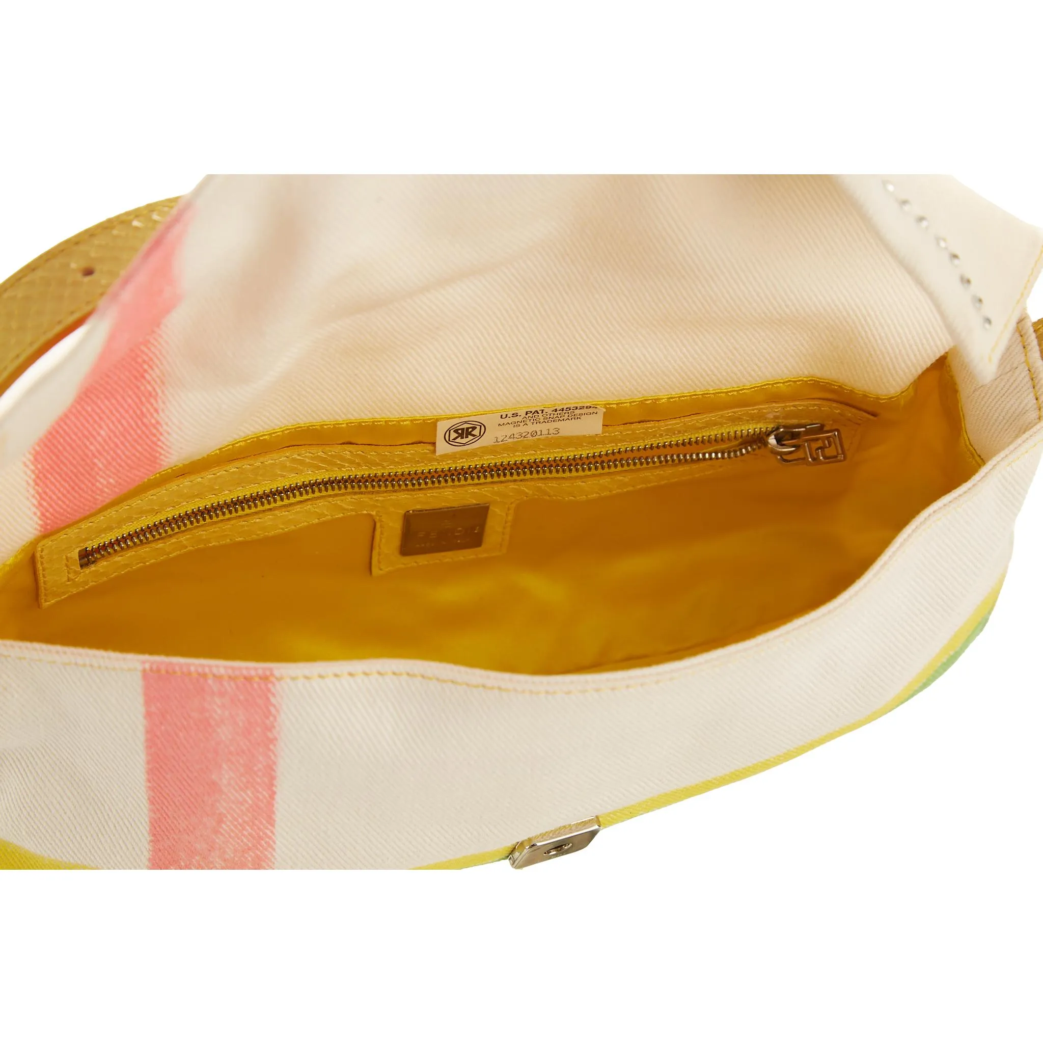 Fendi White Pastel Rhinestone Baguette