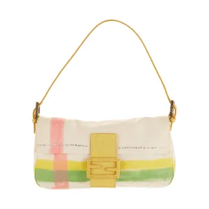 Fendi White Pastel Rhinestone Baguette