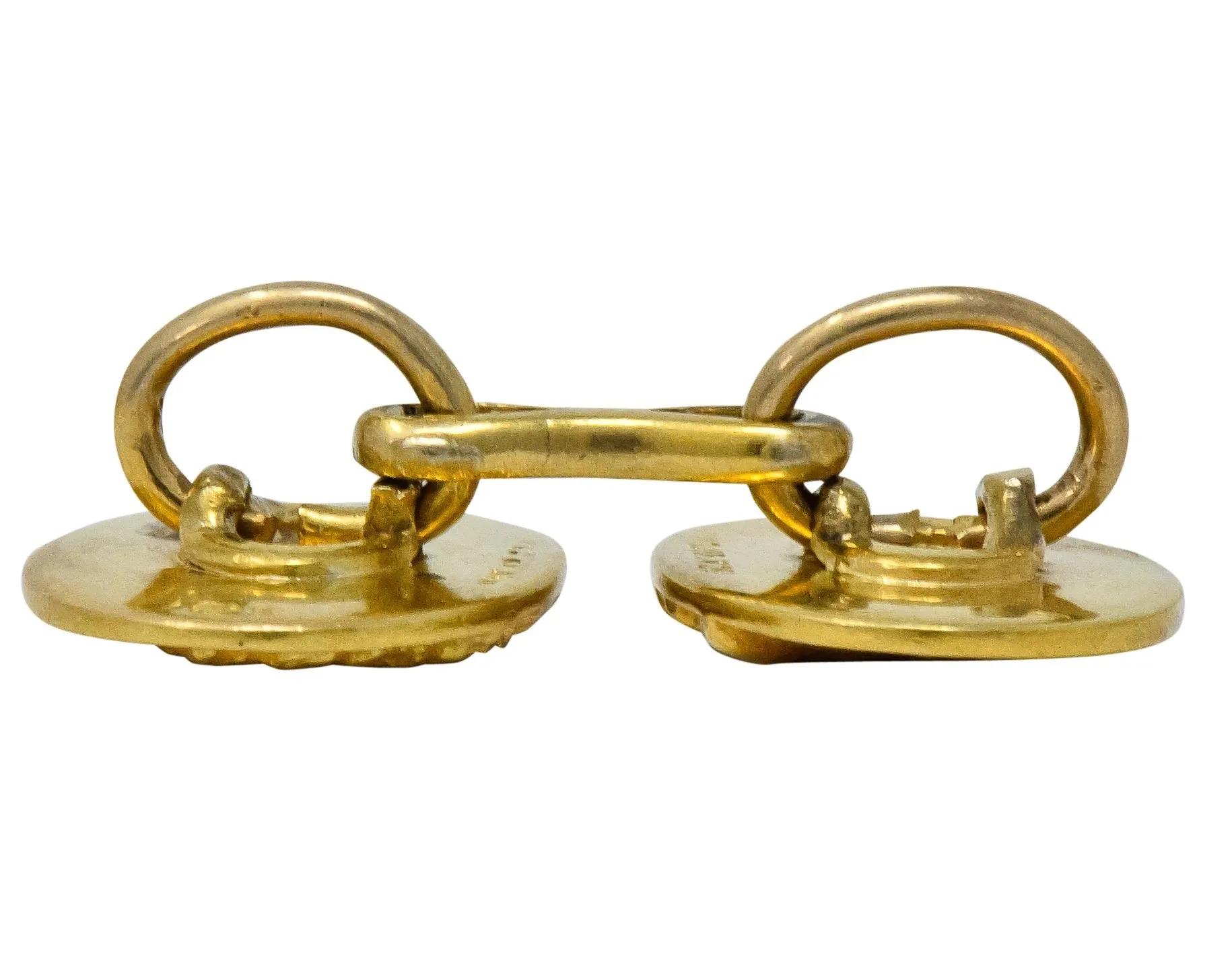 Fine Art Nouveau 14 Karat Gold Lion & Lioness Cufflinks