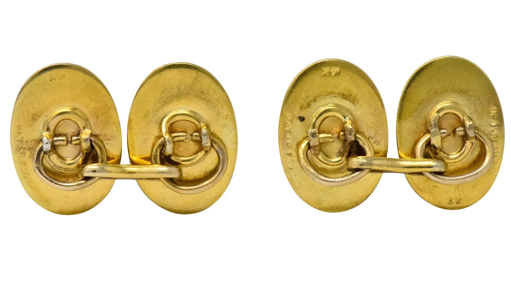 Fine Art Nouveau 14 Karat Gold Lion & Lioness Cufflinks
