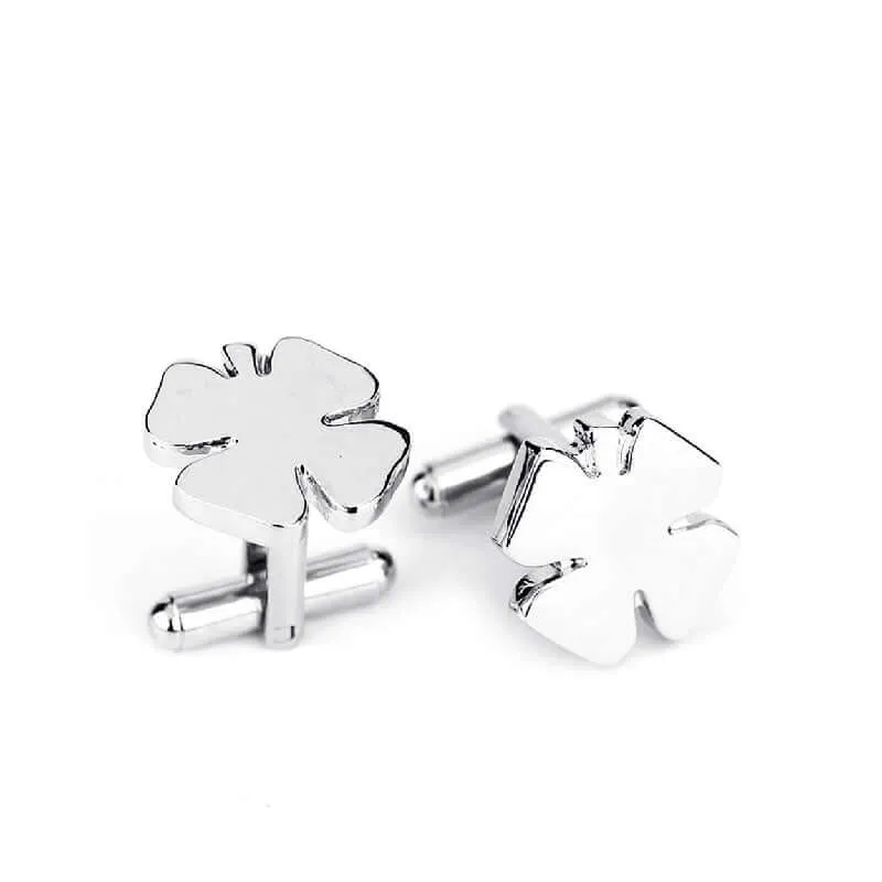 Four Leaf Clover Cufflinks in Sterling Silver Graduation Gift