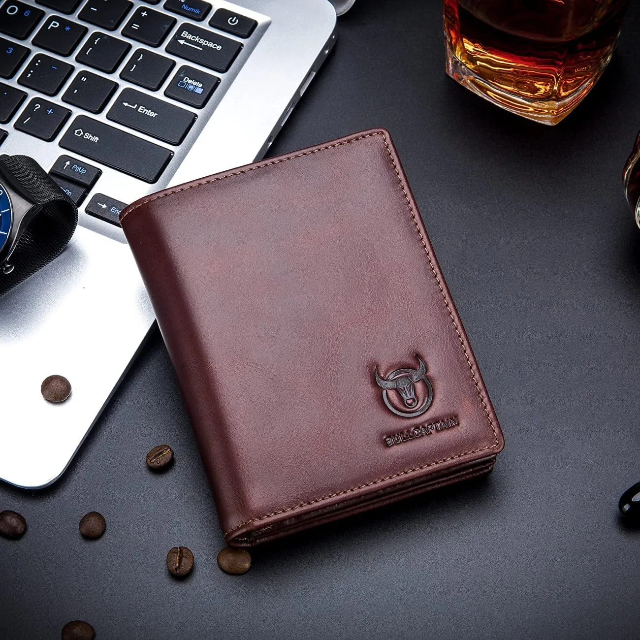 Genuine Leather Bifold Wallet/Credit Card Holder for Men-Brown