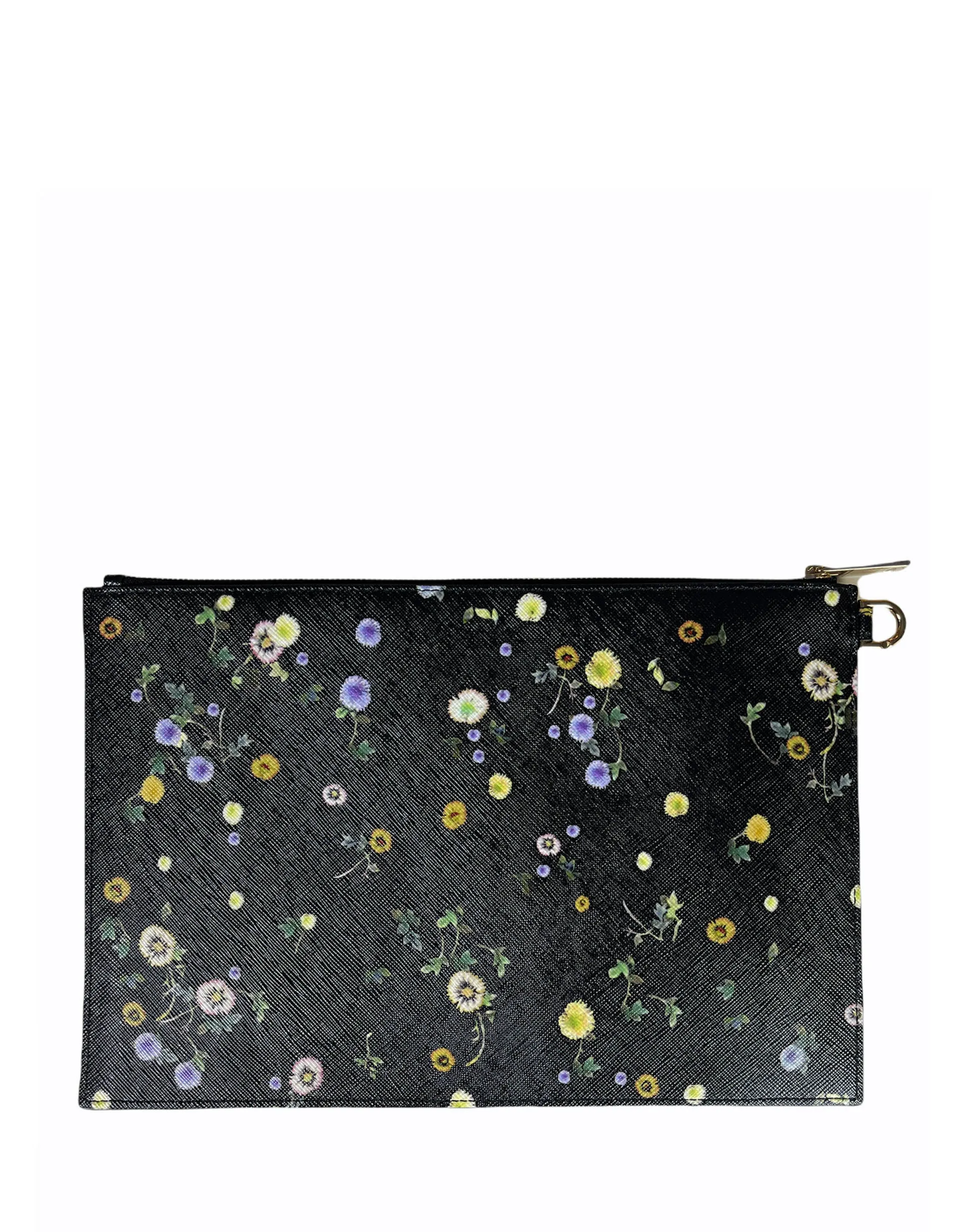Givenchy Black Logo Floral Print Large Pouch Bag