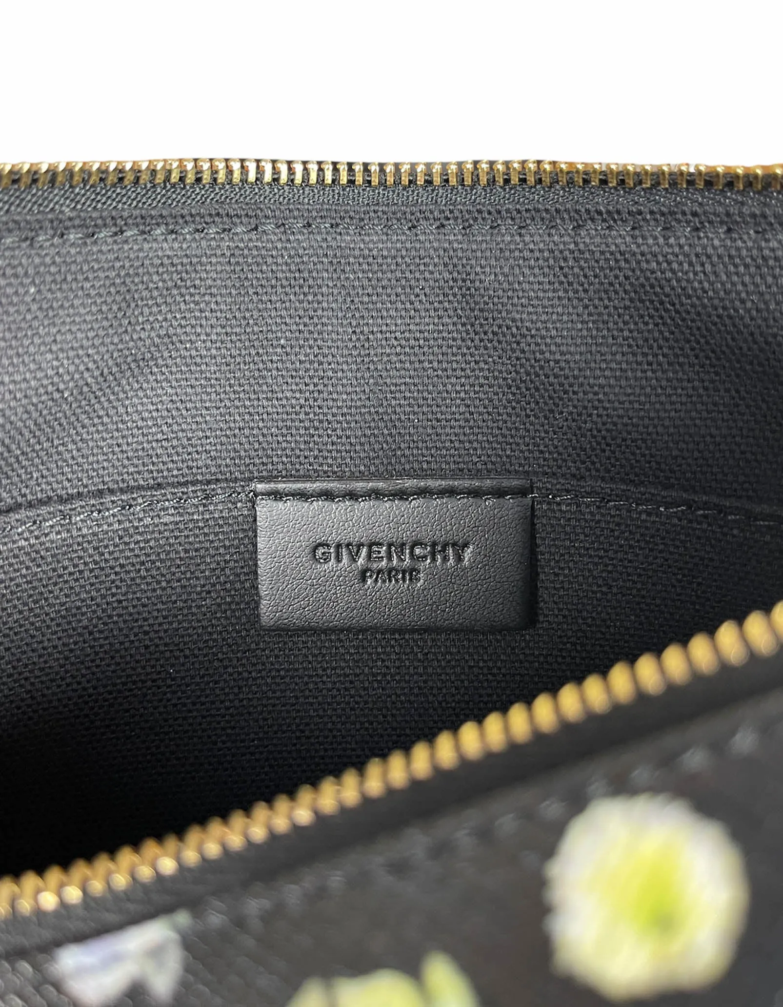 Givenchy Black Logo Floral Print Large Pouch Bag