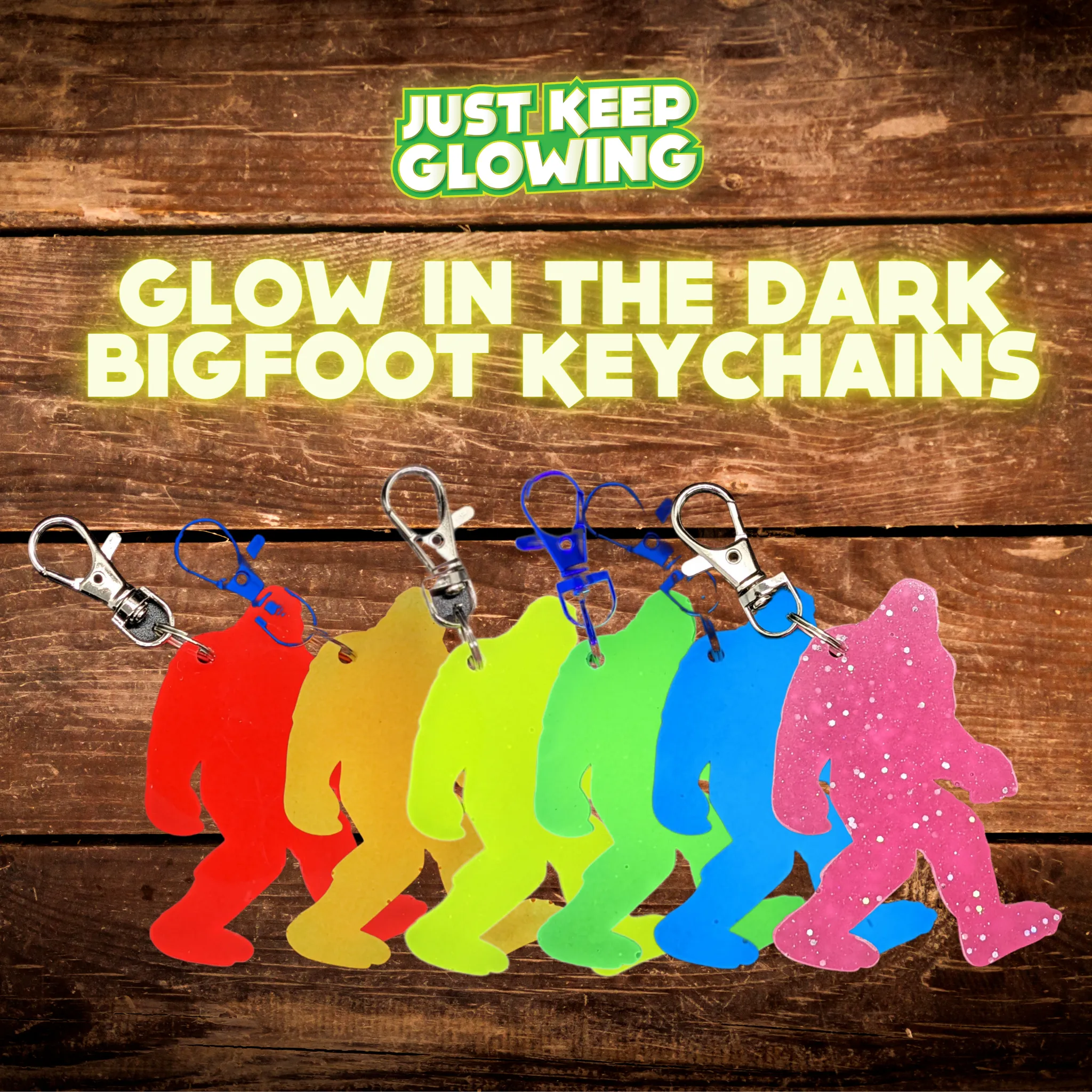 GLOW IN THE DARK BIGFOOT KEYCHAINS