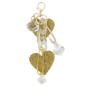 Gold glitter heart purse charm