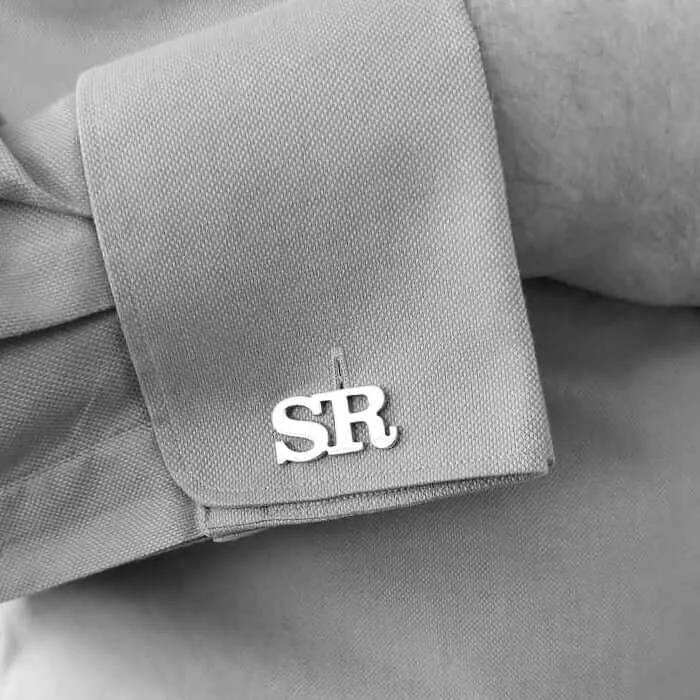 Gold-Plated Personalized Initials Wedding Cufflinks Grooms Gift