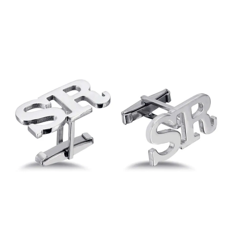 Gold-Plated Personalized Initials Wedding Cufflinks Grooms Gift