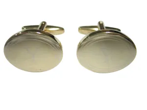 Gold Toned Etched Oval Letter Y Monogram Cufflinks
