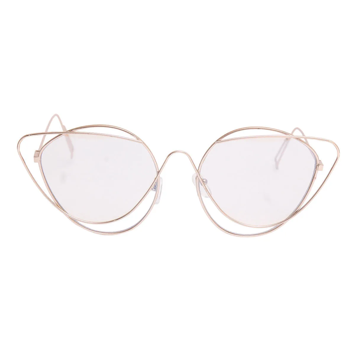 Gold Wire Cat Eye Clear Glasses