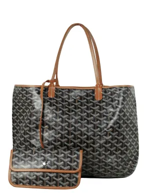 Goyard Black/Tan Canvas Goyardine Saint Louis PM Tote Bag w/ Insert