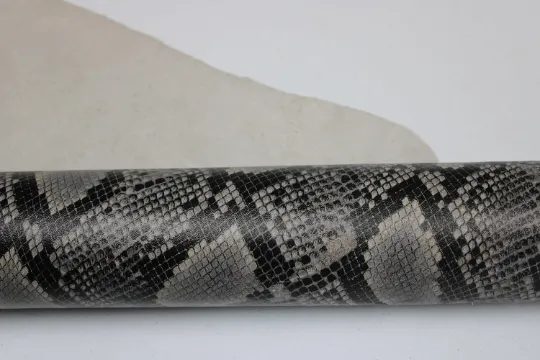 Gray PYTHON PRINTED LEATHER: Genuine Leather 2.5-3 oz. - Perfect for Handbags and Leather Crafts!