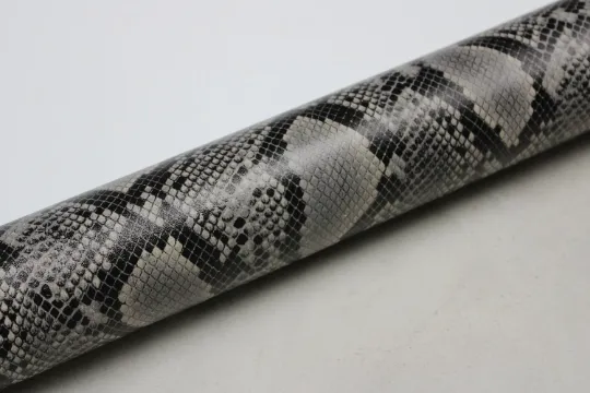 Gray PYTHON PRINTED LEATHER: Genuine Leather 2.5-3 oz. - Perfect for Handbags and Leather Crafts!