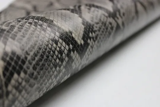 Gray PYTHON PRINTED LEATHER: Genuine Leather 2.5-3 oz. - Perfect for Handbags and Leather Crafts!