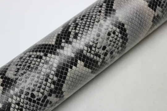 Gray PYTHON PRINTED LEATHER: Genuine Leather 2.5-3 oz. - Perfect for Handbags and Leather Crafts!