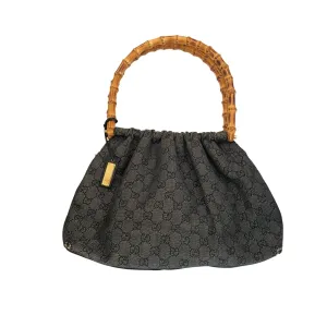 Gucci Black Canvas Bamboo Bag