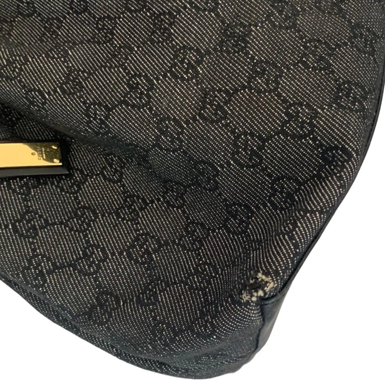 Gucci Black Canvas Bamboo Bag
