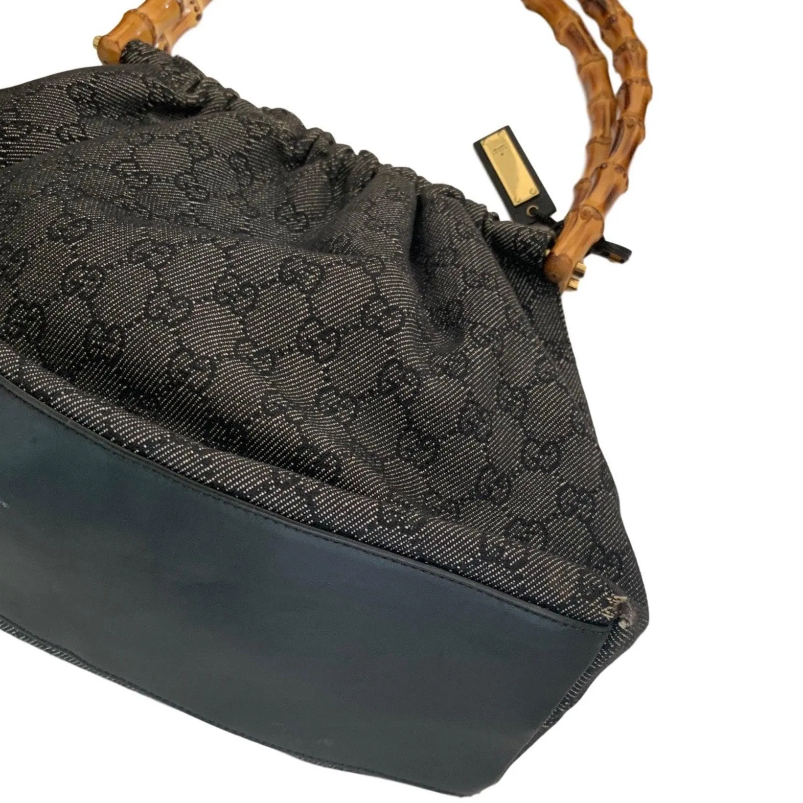 Gucci Black Canvas Bamboo Bag