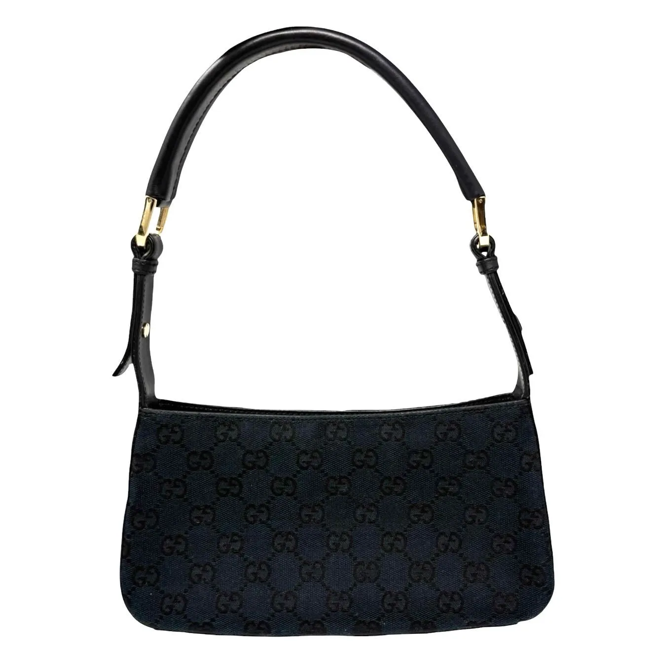 Gucci Black Canvas Logo Shoulder Bag