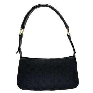 Gucci Black Canvas Logo Shoulder Bag