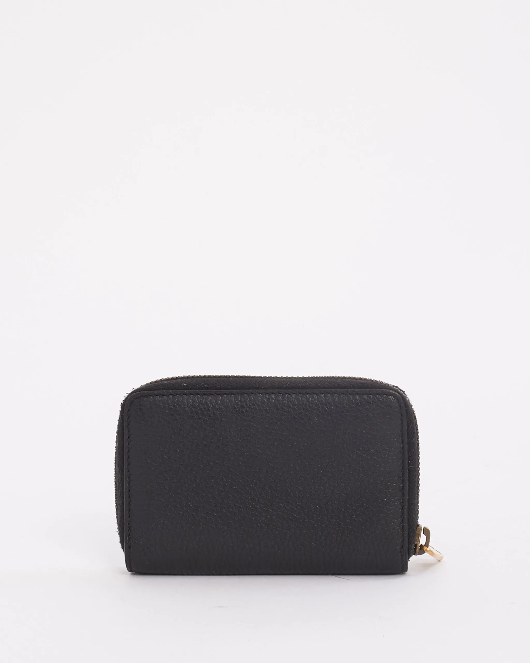 Gucci Black Leather Logo Zip Around Card Case Wallet