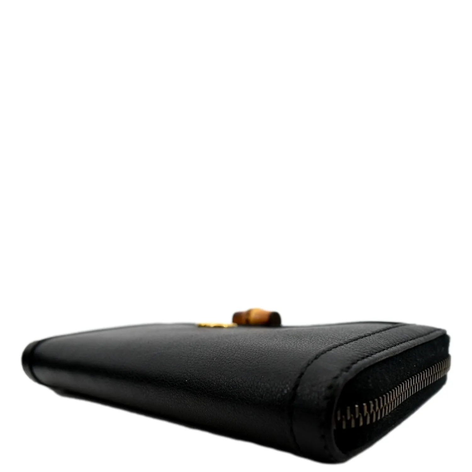 GUCCI Diana Continental Zip Around Leather Wallet Black 658634