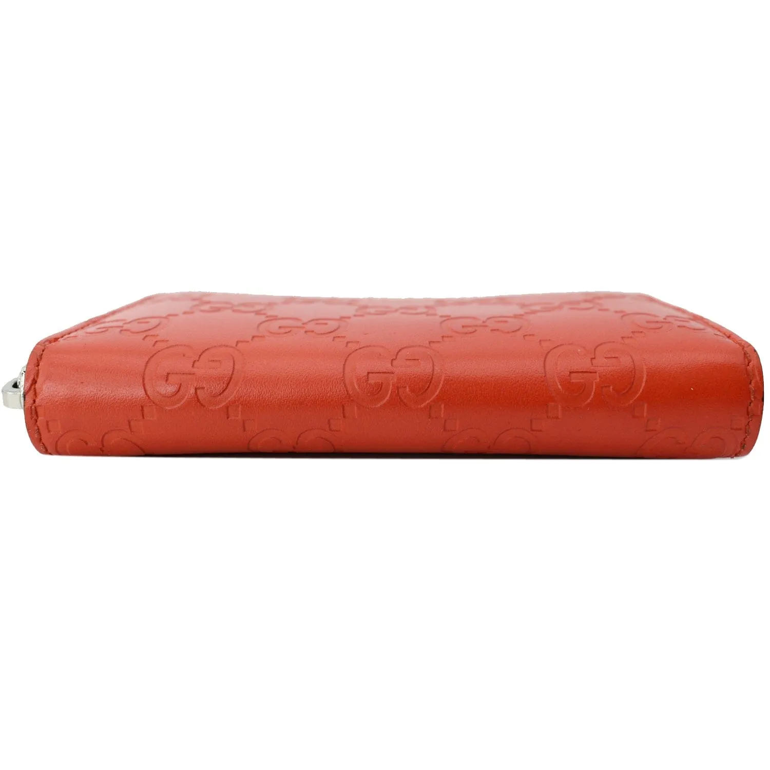 GUCCI GG Leather Zip Around Wallet Red 255452
