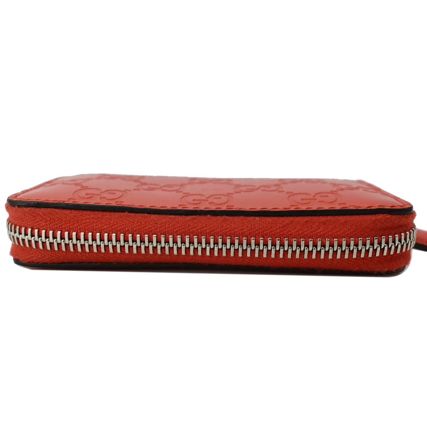 GUCCI GG Leather Zip Around Wallet Red 255452